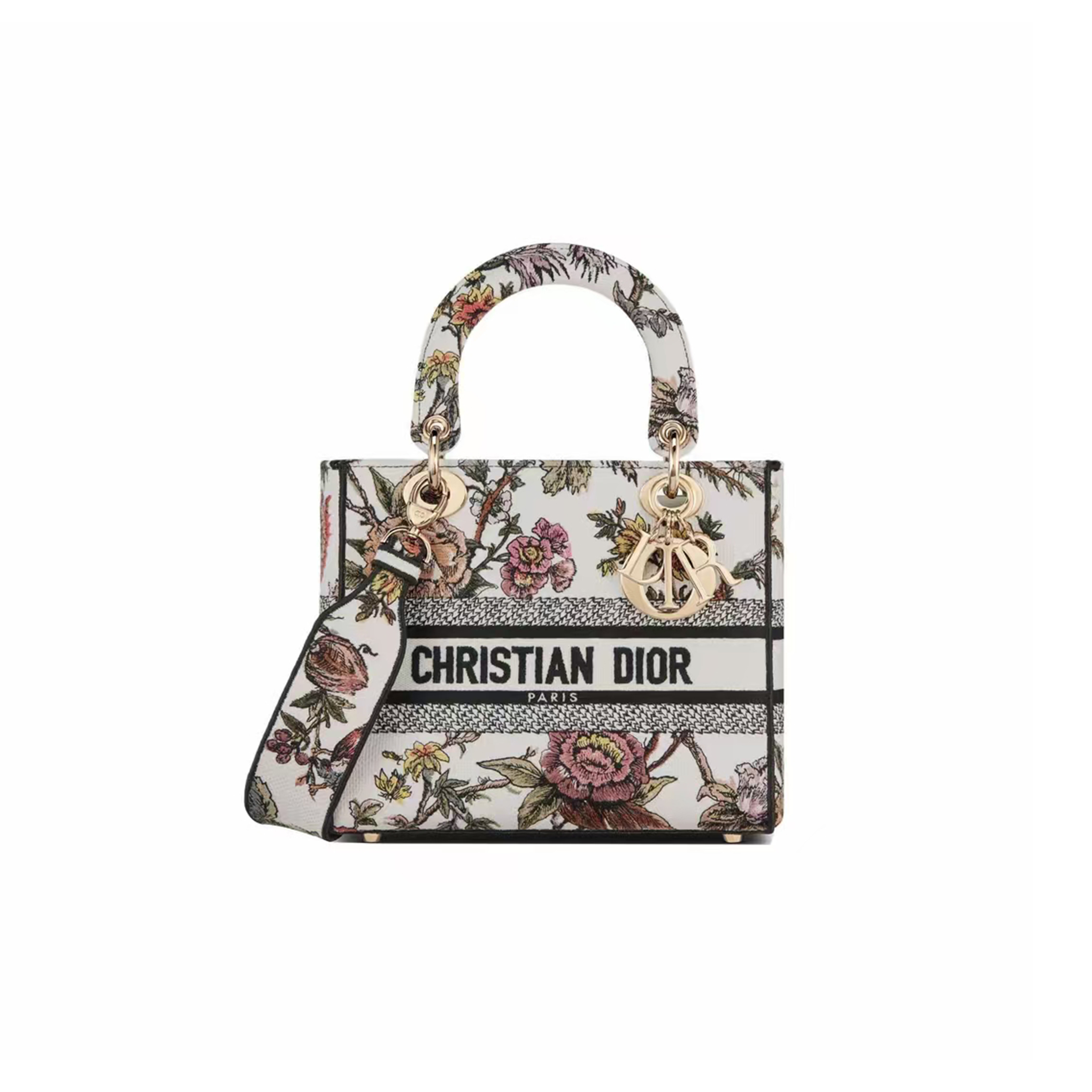 DIOR CHRISTIAN DIOR MEDIUM LADY D-LITE CLOTH BAG M0565ORZB (24*20*15cm)